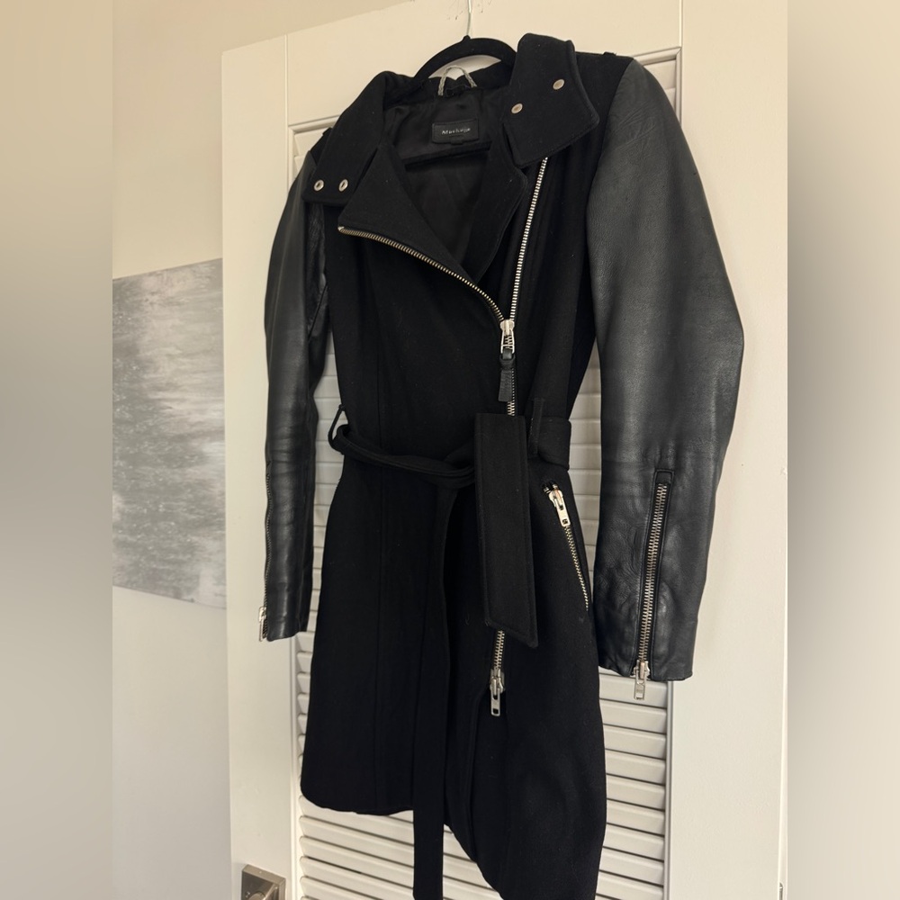 Mackage x Aritzia Dale asymmetrical wool and leather coat XS